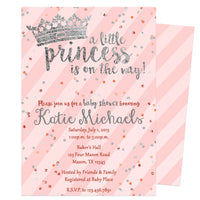 Pink & Silver Princess Baby Shower Invitation
