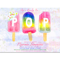 Ready to POP Popsicle Girl Baby Shower Invitations