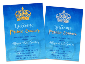 Royal Boys Prince Baby Shower Invitations