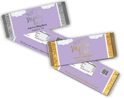Purple Heaven Sent Baby Shower Candy Bar Wrappers