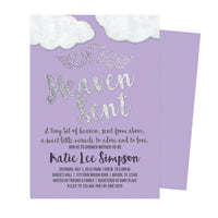 Angel Purple Heaven Sent Baby Shower Invitations