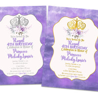 Royal Purple Princess Birthday Invitations