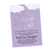 Angel Purple Heaven Sent Baby Shower Invitations