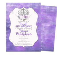 Royal Purple Princess Birthday Invitations