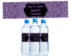 Purple Glitter Sweet 16 Water Bottle Labels