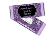 Purple Glitter Sweet 16 Candy Bar Wrappers