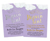 Angel Purple Heaven Sent Baby Shower Invitations