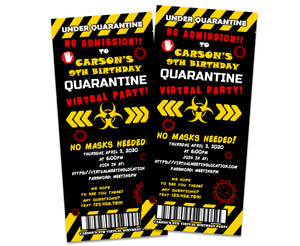 Quarantine Virtual Birthday Party Ticket Invitations