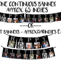 Silver Glitter Adult Birthday Photo Banner