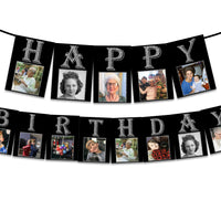 Silver Glitter Adult Birthday Photo Banner