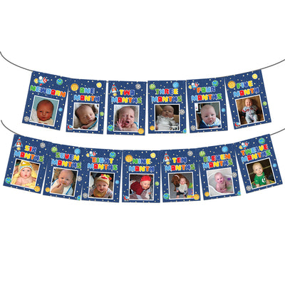 Outer Space 1st Birthday Milestone Photo Banner