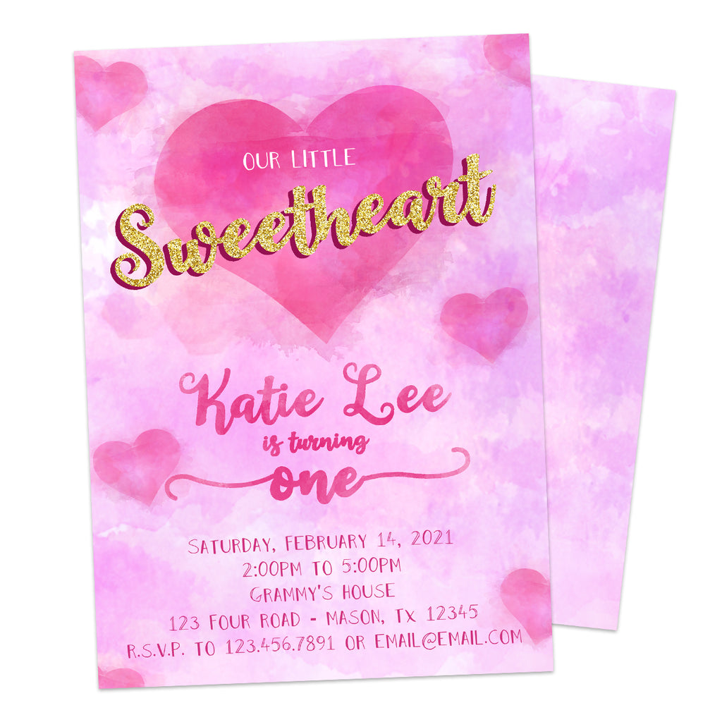 Sweetheart Valentines Birthday Invitations