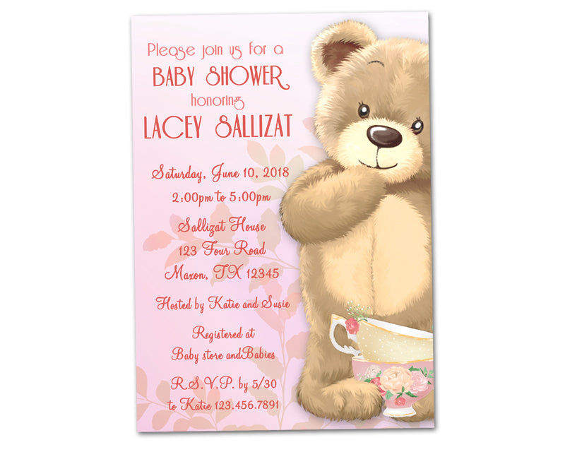 Teddy Bear Tea Party Baby Shower Invitations