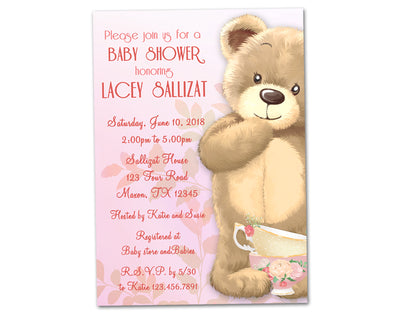 Teddy Bear Tea Party Baby Shower Invitations