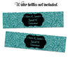 Turquoise Glitter Sweet 16 Water Bottle Labels