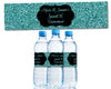 Turquoise Glitter Sweet 16 Water Bottle Labels