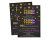Twins Twinkle Little Star Birthday Invitations Purple Gold