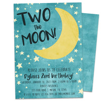 TWO the Moon Birthday Invitations