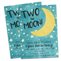 TWO the Moon Birthday Invitations
