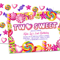 TWO Sweet 2nd Birthday Girl Invitations