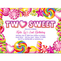 TWO Sweet 2nd Birthday Girl Invitations
