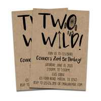 TWO Wild 2nd Birthday Invitations Kraft
