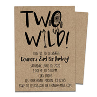 TWO Wild 2nd Birthday Invitations Kraft