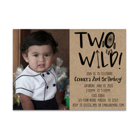 TWO Wild 2nd Birthday Invitations Kraft