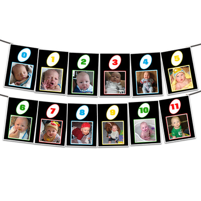 Uno 1st Birthday Photo Banner 12 Month Milestone