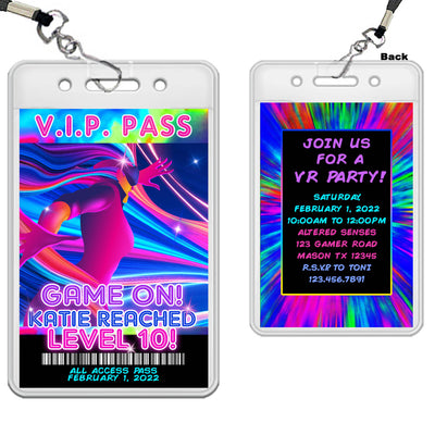 Girls Virtual Reality Gaming VIP Pass Lanyards