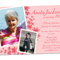 Pink Floral Birthday Invitation for Women Photo