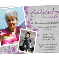 Floral Purple Birthday Invitation for Women