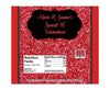 Black & Red Glitter Sweet 16 Candy Bar Wrappers